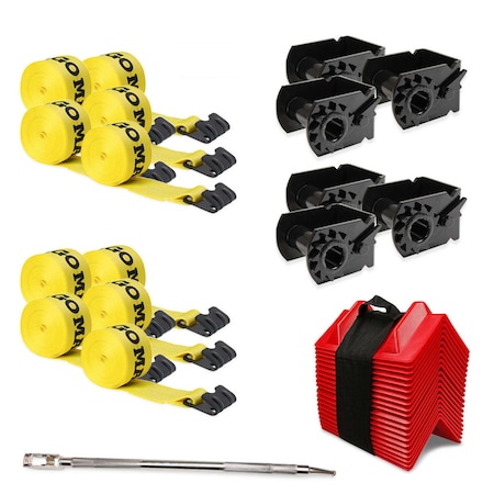 Dc Cargo Flatbed Starter Kit - Winch Straps & Winches + Corner Protectors + Winch Bar FBK-10